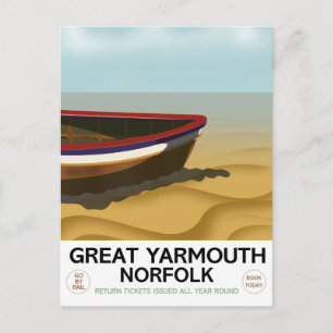 Carte Postale Grand Yarmouth Norfolk Affiche de voyage Vintage