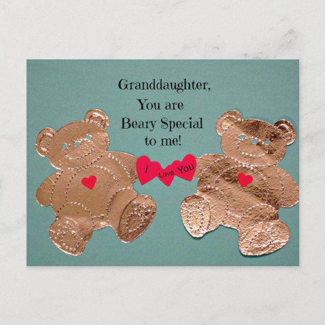 Carte Postale Granddaughter, tu es Beary Special to me ! (Devant)