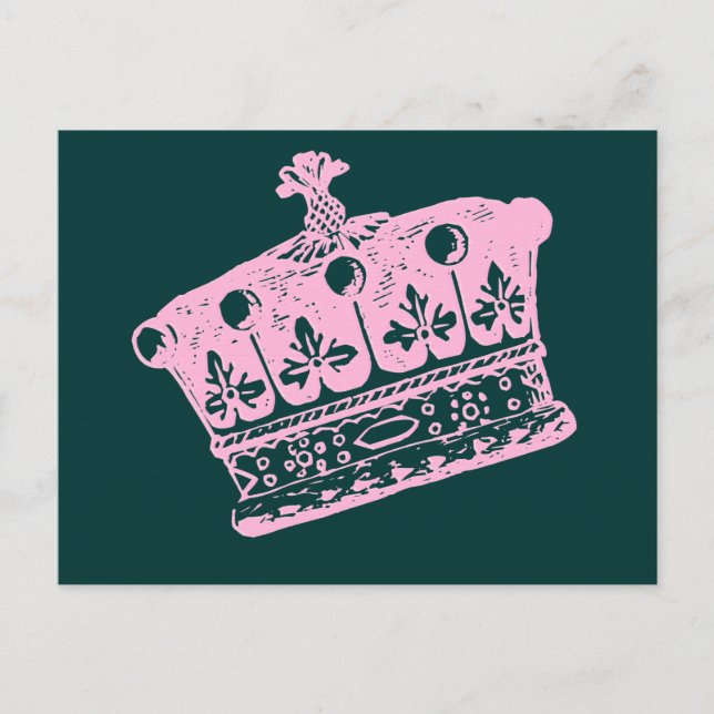 Carte Postale Grande Couronne rose ou Tiara (Devant)
