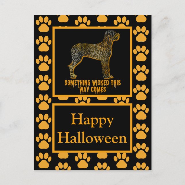 Carte Postale Grande Dane Chien Silhouette Joyeux Halloween (Devant)
