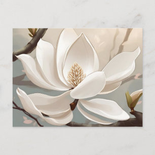 Carte Postale Grande Fleur blanche de Magnolia