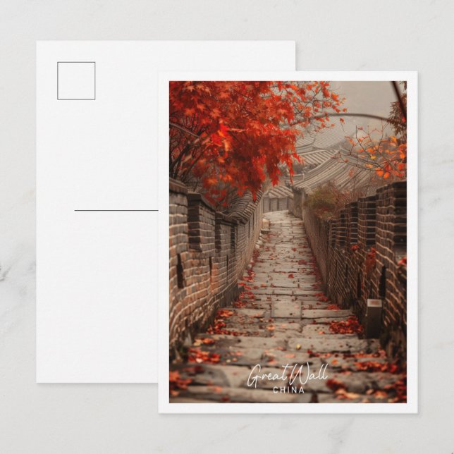 Carte Postale Grande Muraille de Chine Art Voyage célèbre lieu (Devant / Derrière)