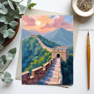 Carte Postale Grande Muraille de Chine   Peinture de voyage