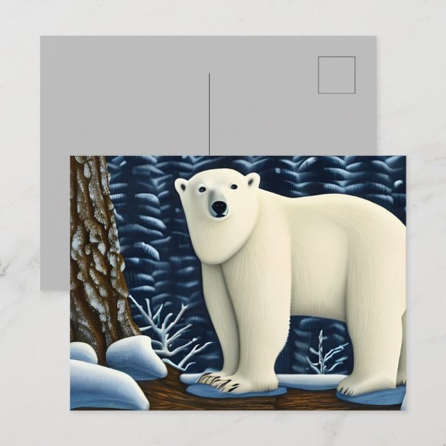 Carte Postale Grande Ours Blanc Du Nord (Devant / Derrière)