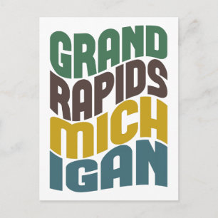 Carte Postale Grande Rapids Michigan Retro Wave