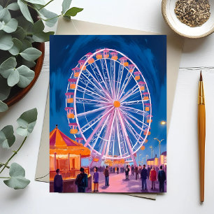 Carte Postale Grande roue   Aquarelle de carnaval sur la promena