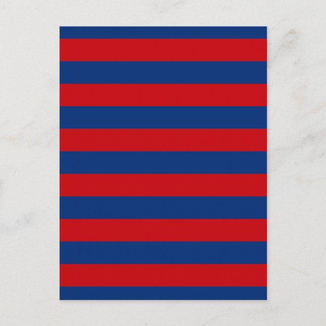 Carte Postale Grandes bandes horizontales rouges et bleues (Devant)
