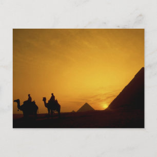 Carte Postale Grandes Pyramides de Gizeh, Égypte au coucher du s