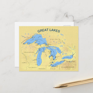Carte Postale Grands Lacs d'Amérique du Nord