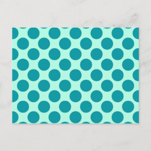 Carte Postale Grands points rétro - aqua et turquoise