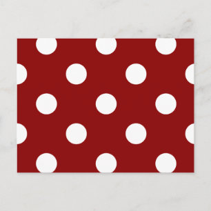 Carte Postale Grands Pois - Blanc sur Rouge foncé