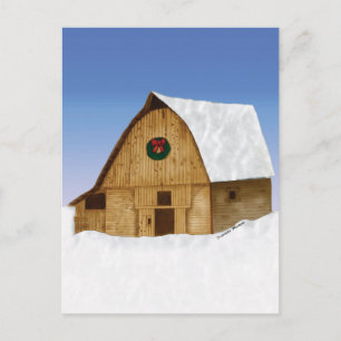 Carte Postale Grange de Nouvelle-Angleterre enneigée en hiver