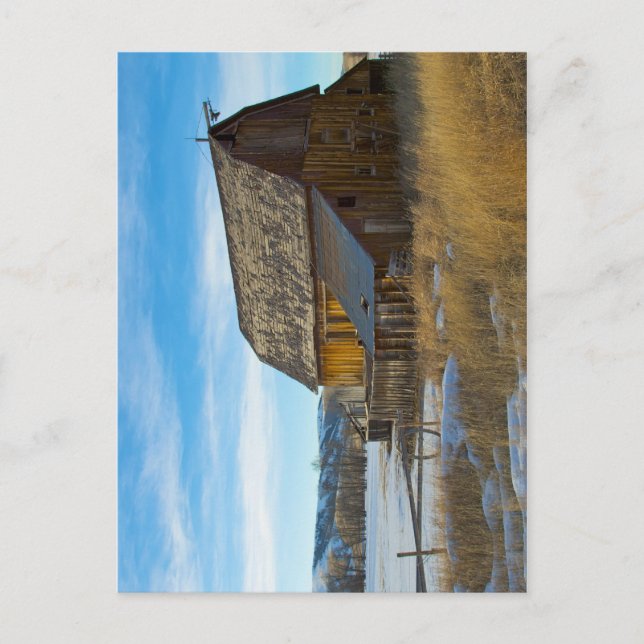 Carte Postale Grange en vieux bois en hiver (Devant)