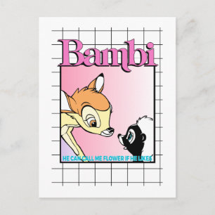 Carte Postale Graphique Bambi & Grille Rétro Fleur