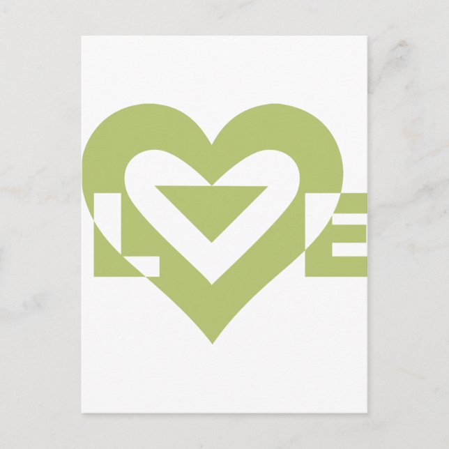 Carte Postale Graphique d'amour cool, Vert Sage (Devant)