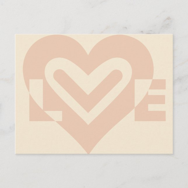 Carte Postale Graphique d'amour mignon en beige (Devant)