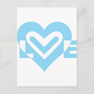 Carte Postale Graphique d'amour mignon en bleu
