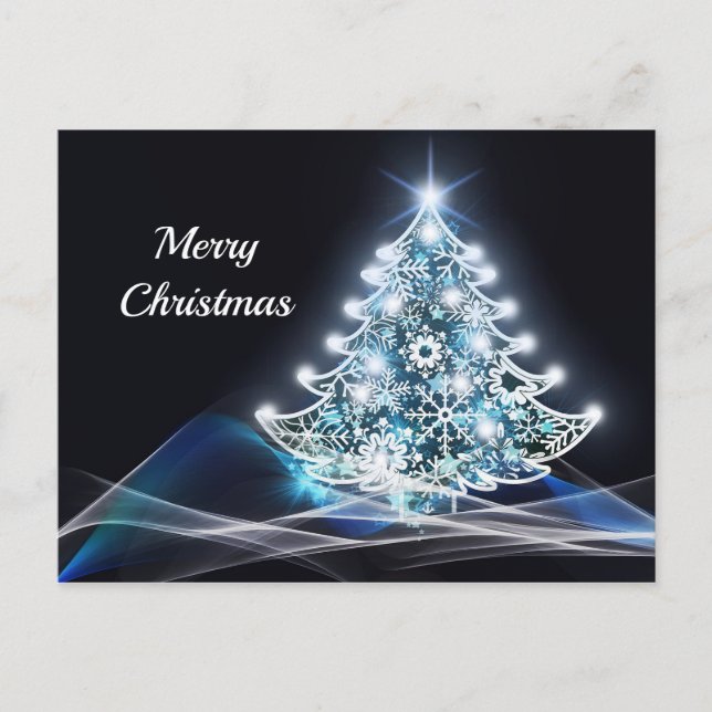 Carte Postale Graphique d'arbre de Noël bleu moderne (Devant)