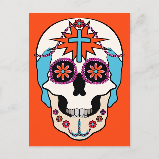 Carte Postale Graphique de crâne de sucre (Devant)