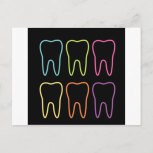Carte Postale Graphique de dents de néon pour dentiste