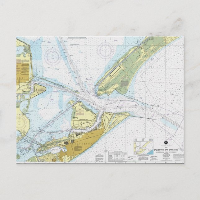 Carte Postale Graphique de Galveston Bay et Texas City Harbur (Devant)