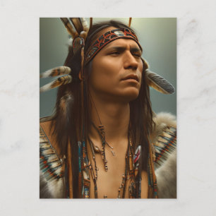 Carte Postale Graphique de guerrier amérindien