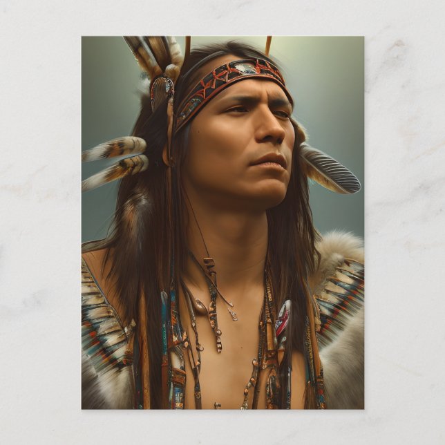 Carte Postale Graphique de guerrier amérindien (Devant)