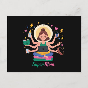 Carte Postale Graphique de la fête des mères multitâche Super Ma