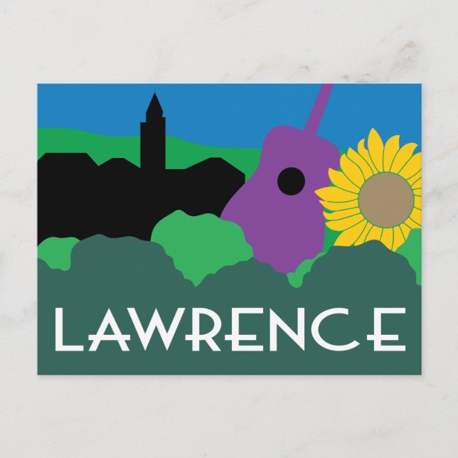 Carte Postale Graphique de Lawrence Kansas (Devant)
