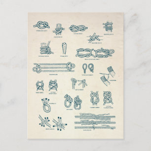 Carte Postale Graphique de noeuds et de branches nautiques