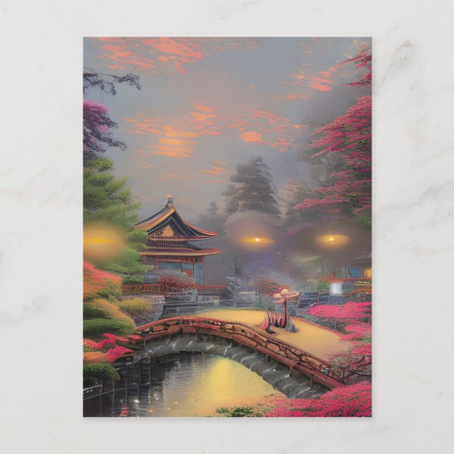 Carte Postale Graphique de paysage japonais (Devant)
