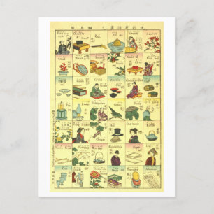 Carte Postale Graphique de traduction japonais-anglais vintage