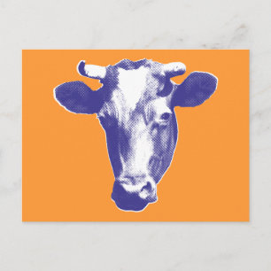 Carte Postale Graphique de vaches d'art pop violet