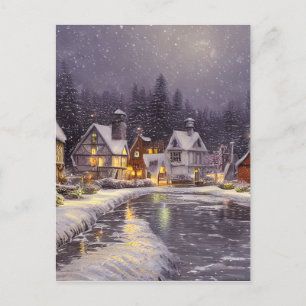 Carte Postale Graphique de village de neige