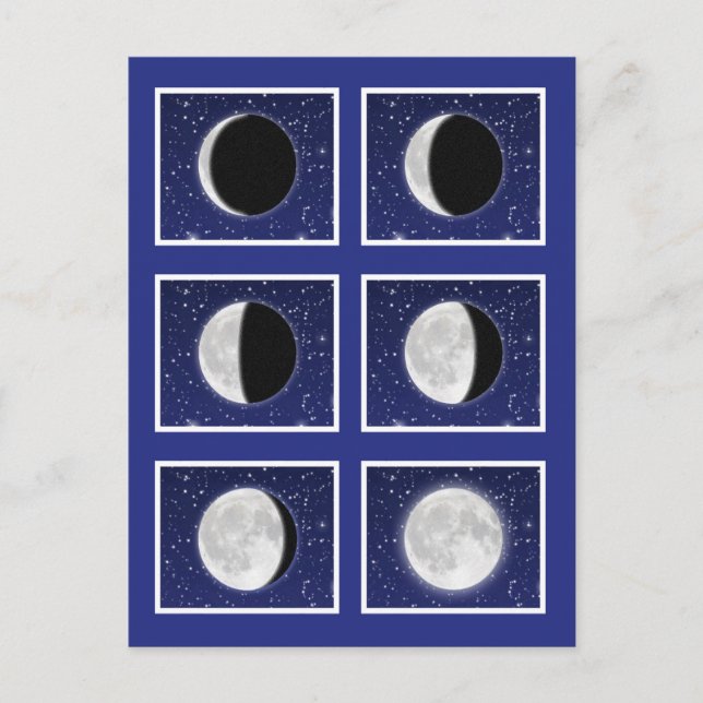 Carte Postale Graphique des phases de la lune avec étoiles (Devant)