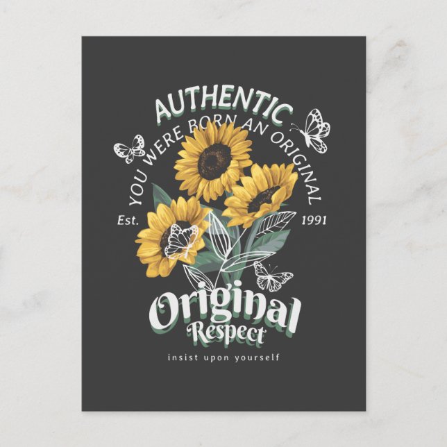 Carte Postale Graphique des tournesols et papillons (Devant)