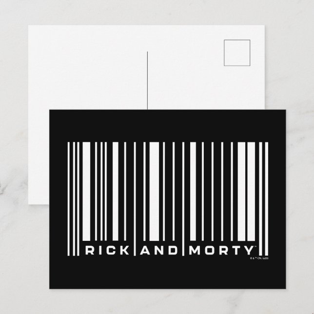 Carte Postale Graphique du code barre de Rick et Morty (Devant / Derrière)