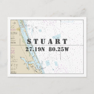 Carte Postale Graphique Nautique Stuart FL Latitude Longitude