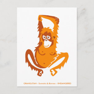 Carte Postale Graphique original - ORANGUTAN - Espèces menacées