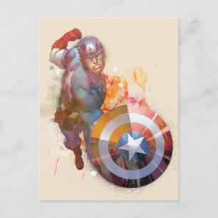 Carte Postale Graphisme aquarelle Captain America