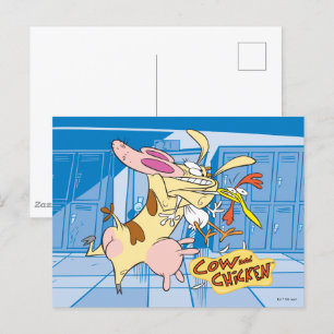 Carte Postale Graphisme de la vache et du poulet