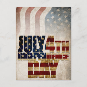 Carte Postale Graphisme de l'indépendance du 4 juillet Grunge US