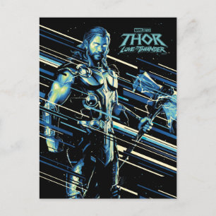 Carte Postale Graphisme de personnage rayé stylisé de Thor