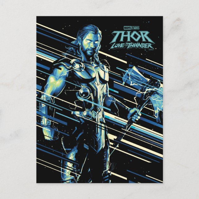 Carte Postale Graphisme de personnage rayé stylisé Thor (Devant)