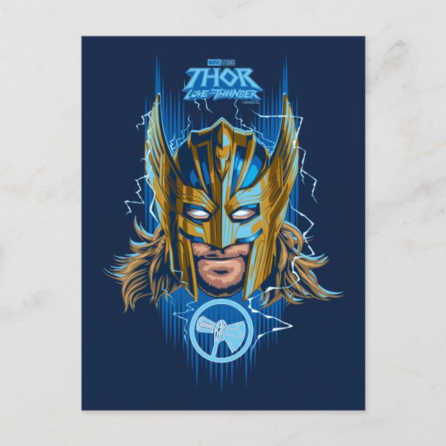 Carte Postale Graphisme du casque de Thor en armure dorée (Devant)