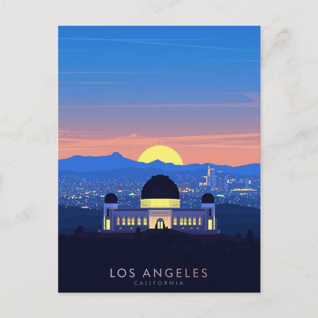 Carte Postale Graphisme du coucher de soleil avec palmiers à Los (Devant)