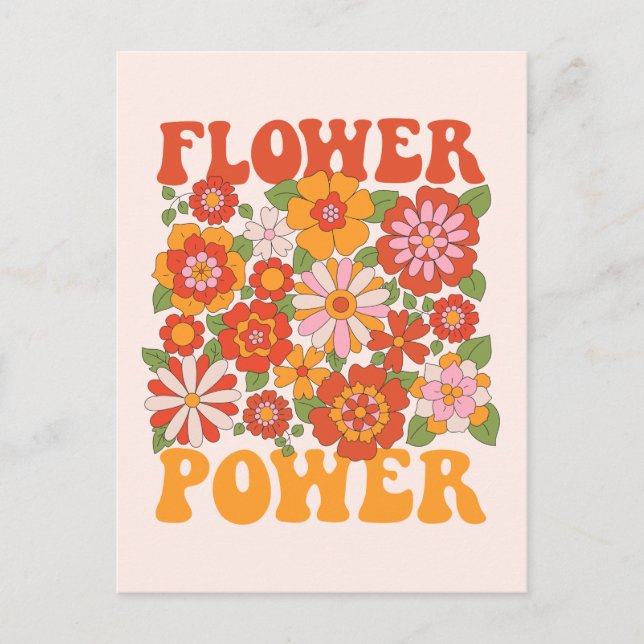Carte Postale Graphisme Fleur Puissante Groovy (Devant)