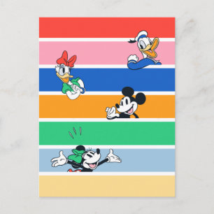 Carte Postale Graphisme rayé en couleur pop-out Mickey & ses ami
