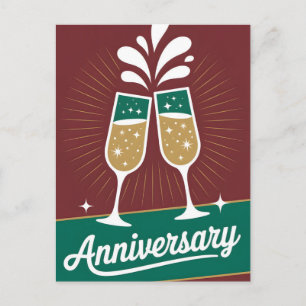 Carte Postale Graphisme rétro d'anniversaire avec du champagne p