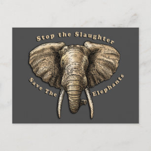 Carte Postale Graphisme Sauver les Éléphants